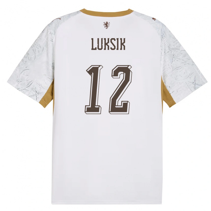 Danxen Män Tjeckien Matej Luksik #12 Off-White Guld Grå Bortatröja Matchtröjor 26-28 Tröjor T-Tröja