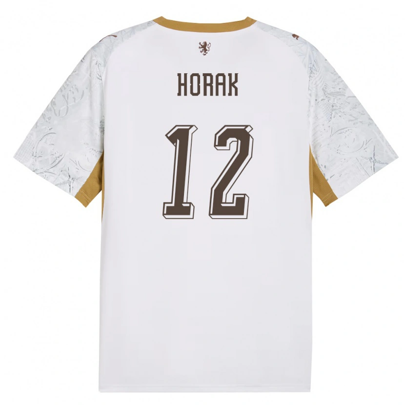 Danxen Män Tjeckien Jan Horak #12 Off-White Guld Grå Bortatröja Matchtröjor 26-28 Tröjor T-Tröja