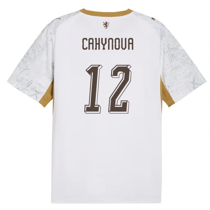 Danxen Män Tjeckien Klára Cahynová #12 Off-White Guld Grå Bortatröja Matchtröjor 26-28 Tröjor T-Tröja