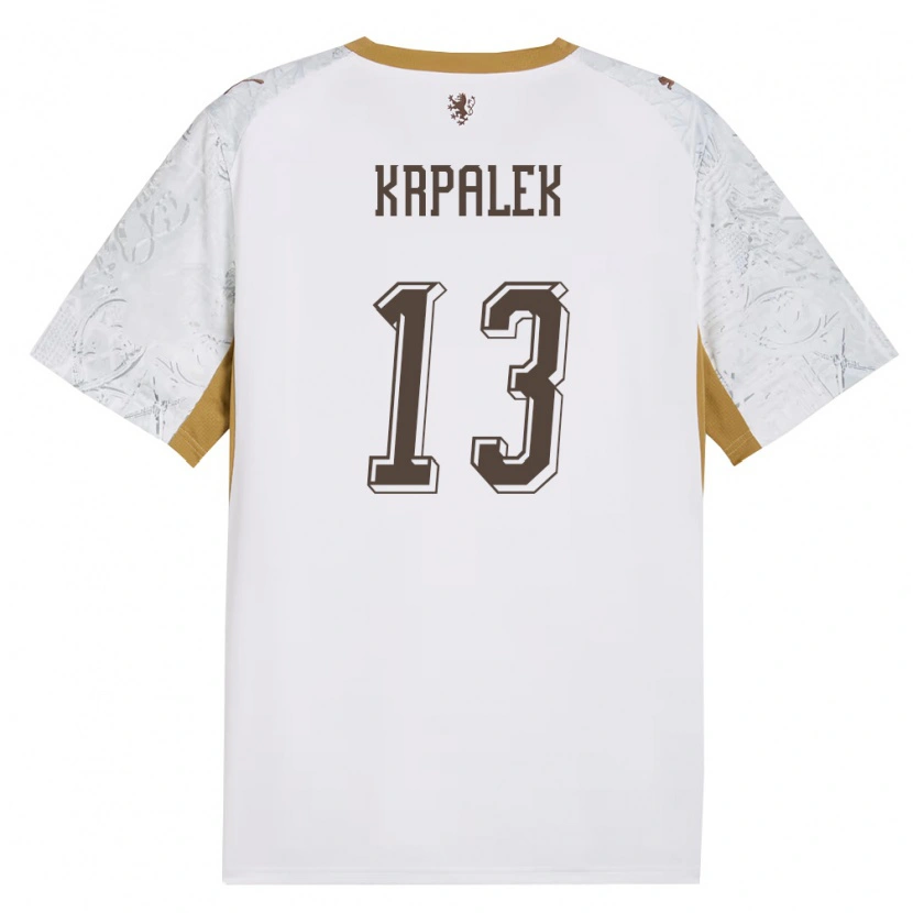 Danxen Män Tjeckien Dennis Krpalek #13 Off-White Guld Grå Bortatröja Matchtröjor 26-28 Tröjor T-Tröja