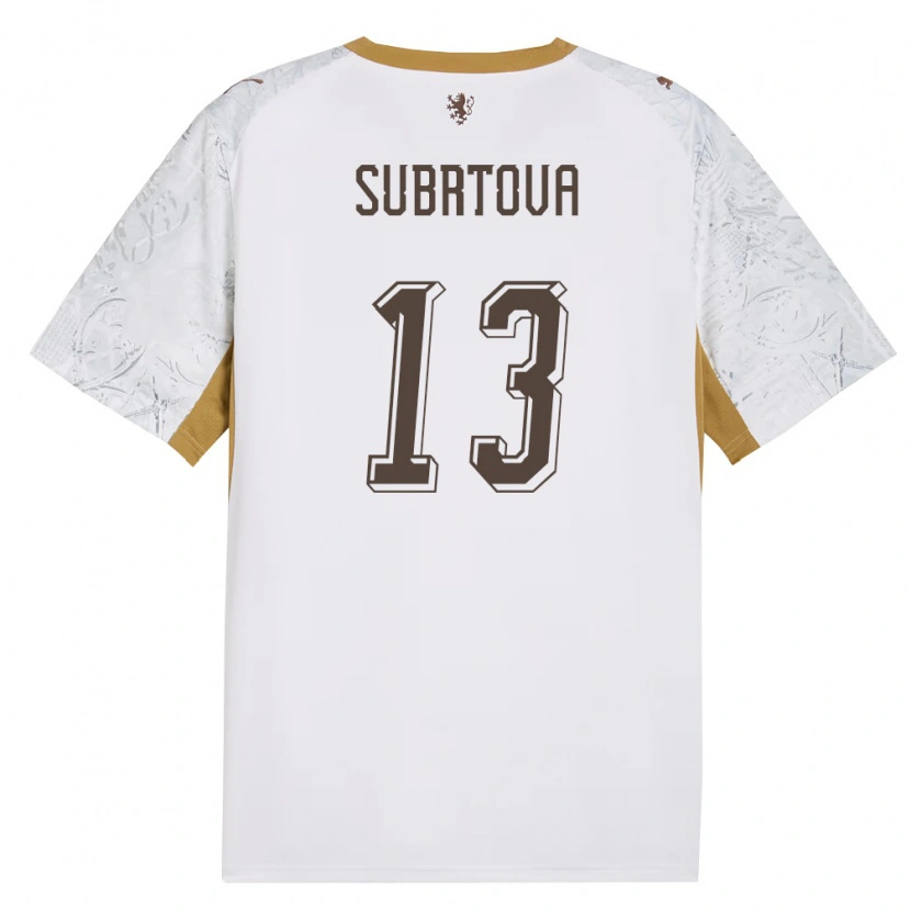 Danxen Män Tjeckien Anna Šubrtová #13 Off-White Guld Grå Bortatröja Matchtröjor 26-28 Tröjor T-Tröja