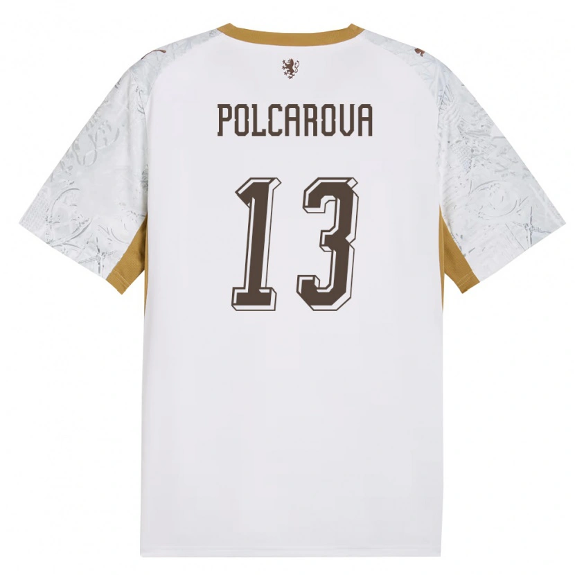 Danxen Män Tjeckien Barbora Polcarová #13 Off-White Guld Grå Bortatröja Matchtröjor 26-28 Tröjor T-Tröja