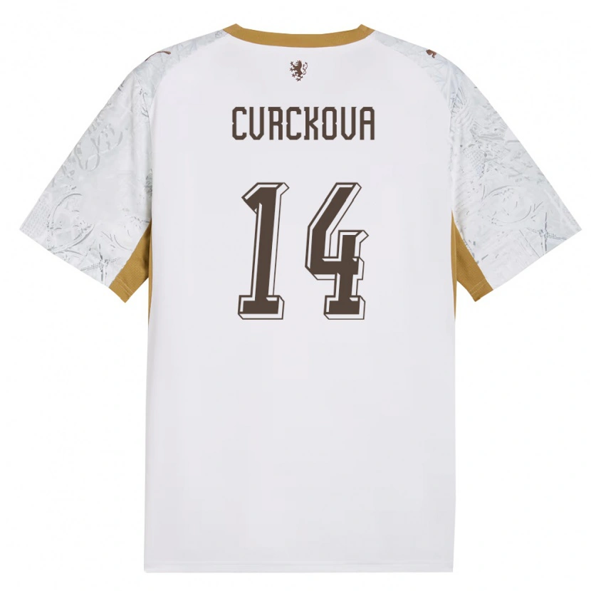 Danxen Män Tjeckien Klára Cvrčková #14 Off-White Guld Grå Bortatröja Matchtröjor 26-28 Tröjor T-Tröja