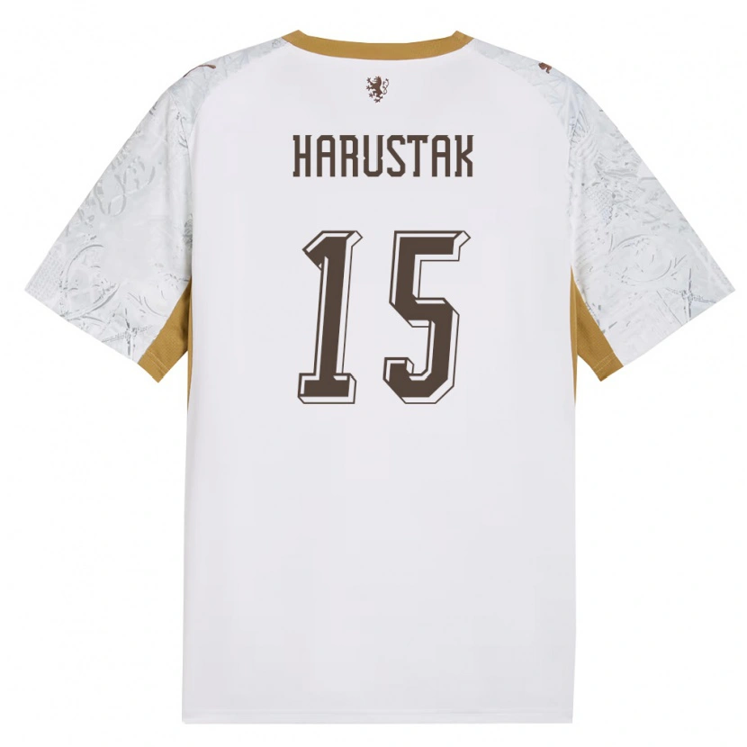 Danxen Män Tjeckien Jan Harustak #15 Off-White Guld Grå Bortatröja Matchtröjor 26-28 Tröjor T-Tröja