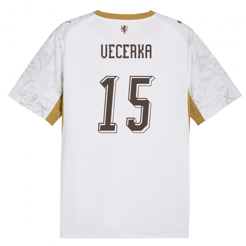 Danxen Män Tjeckien Dalibor Vecerka #15 Off-White Guld Grå Bortatröja Matchtröjor 26-28 Tröjor T-Tröja