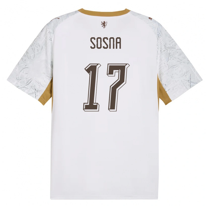 Danxen Män Tjeckien Adam Sosna #17 Off-White Guld Grå Bortatröja Matchtröjor 26-28 Tröjor T-Tröja