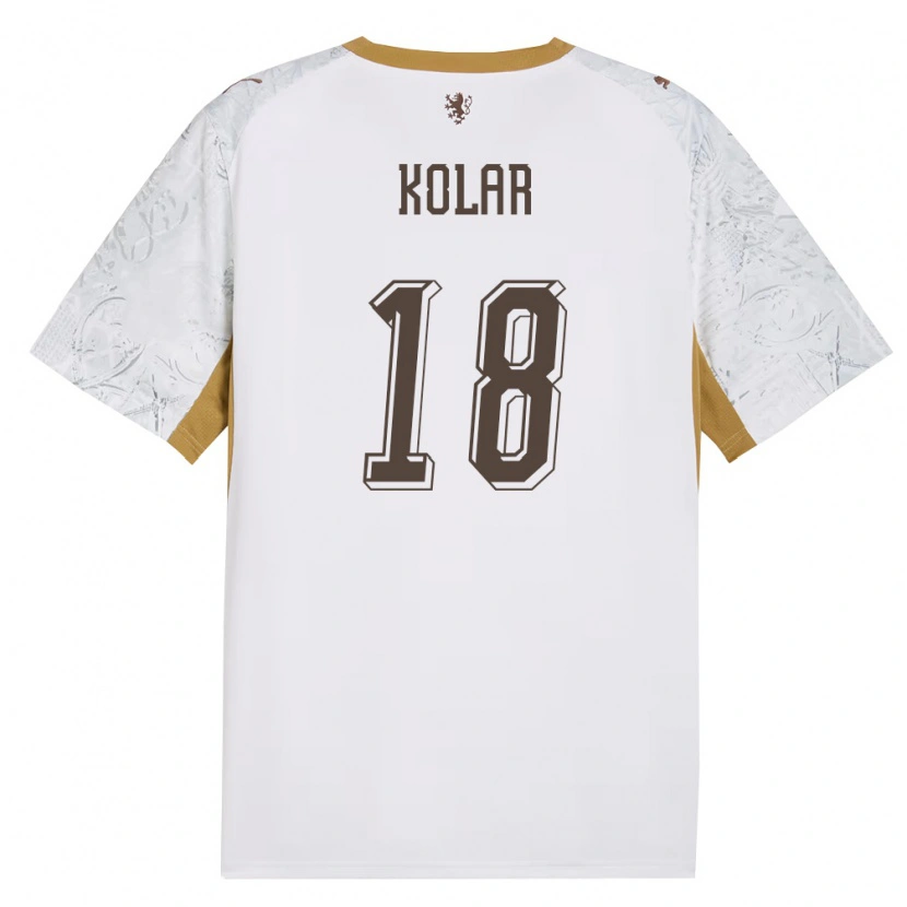 Danxen Män Tjeckien Jakub Kolar #18 Off-White Guld Grå Bortatröja Matchtröjor 26-28 Tröjor T-Tröja