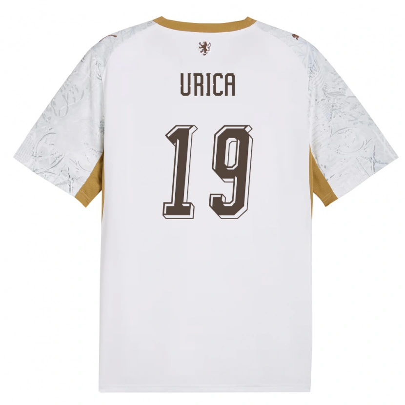 Danxen Män Tjeckien Filip Urica #19 Off-White Guld Grå Bortatröja Matchtröjor 26-28 Tröjor T-Tröja