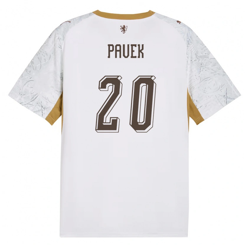 Danxen Män Tjeckien Jakub Pavek #20 Off-White Guld Grå Bortatröja Matchtröjor 26-28 Tröjor T-Tröja