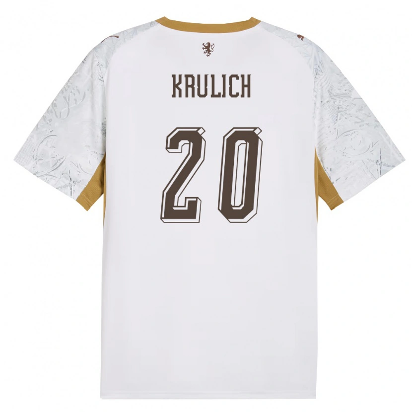 Danxen Män Tjeckien Matous Krulich #20 Off-White Guld Grå Bortatröja Matchtröjor 26-28 Tröjor T-Tröja