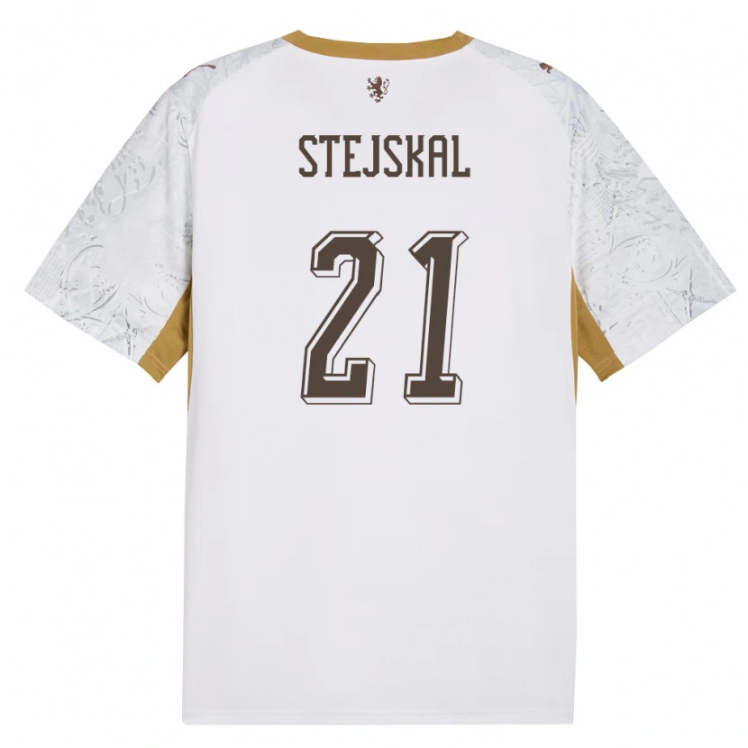 Danxen Män Tjeckien Ondrej Stejskal #21 Off-White Guld Grå Bortatröja Matchtröjor 26-28 Tröjor T-Tröja