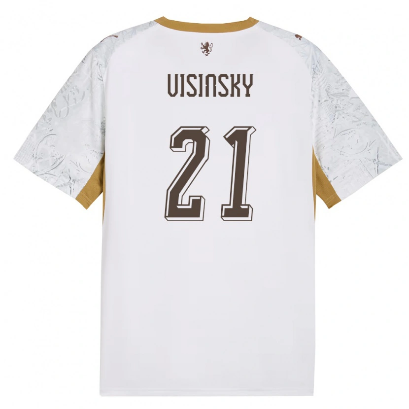 Danxen Män Tjeckien Denis Visinsky #21 Off-White Guld Grå Bortatröja Matchtröjor 26-28 Tröjor T-Tröja