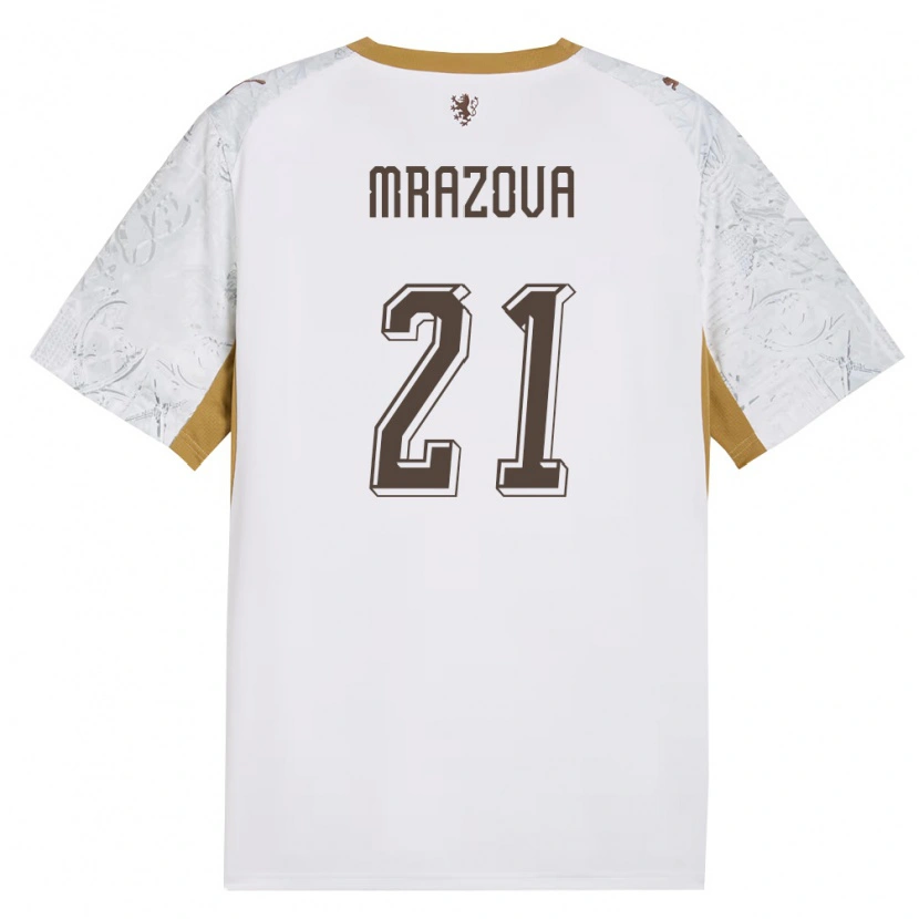 Danxen Män Tjeckien Miroslava Mrázová #21 Off-White Guld Grå Bortatröja Matchtröjor 26-28 Tröjor T-Tröja