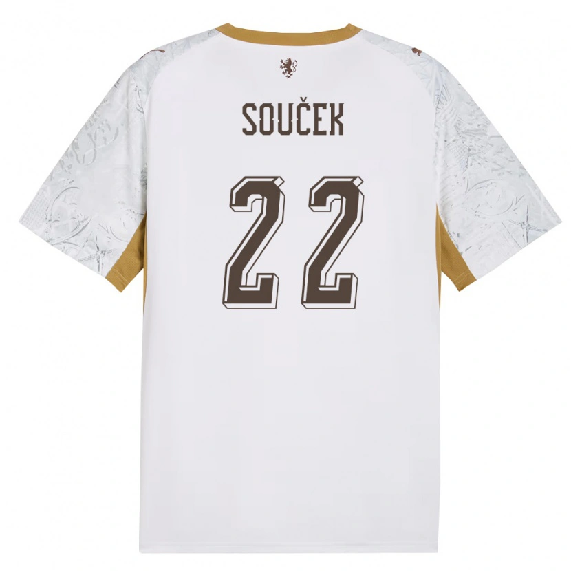 Danxen Män Tjeckien Tomáš Souček #22 Off-White Guld Grå Bortatröja Matchtröjor 26-28 Tröjor T-Tröja