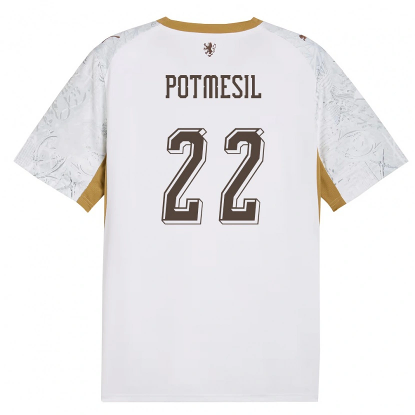 Danxen Män Tjeckien Petr Potmesil #22 Off-White Guld Grå Bortatröja Matchtröjor 26-28 Tröjor T-Tröja