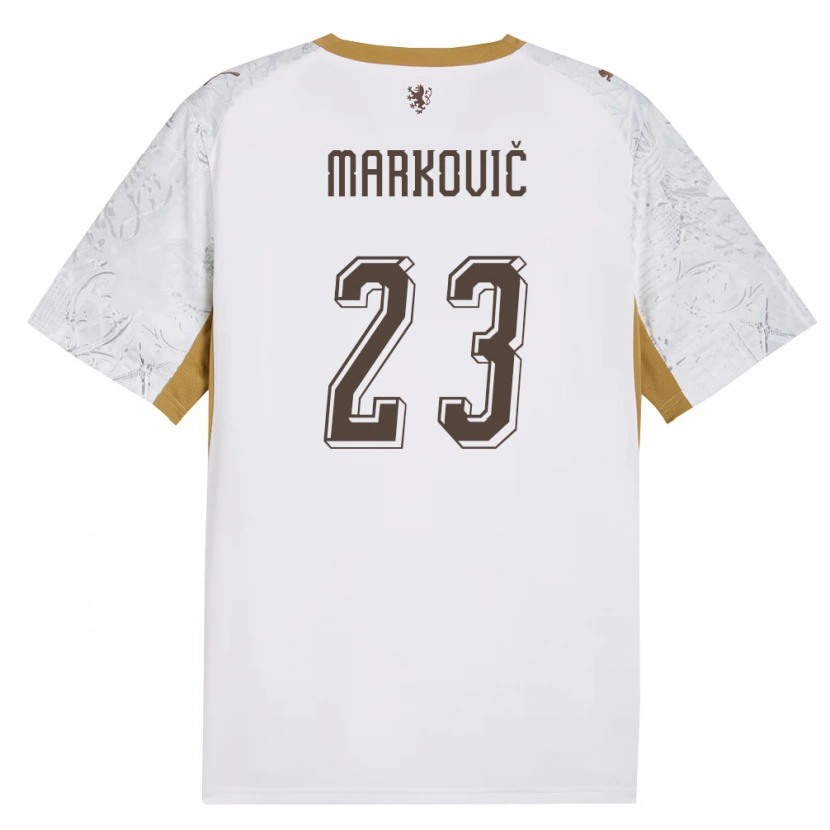 Danxen Män Tjeckien Jakub Markovic #23 Off-White Guld Grå Bortatröja Matchtröjor 26-28 Tröjor T-Tröja