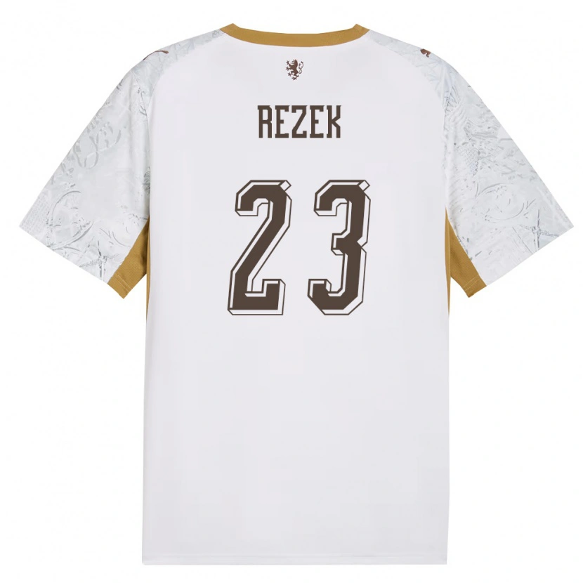 Danxen Män Tjeckien Adam Rezek #23 Off-White Guld Grå Bortatröja Matchtröjor 26-28 Tröjor T-Tröja