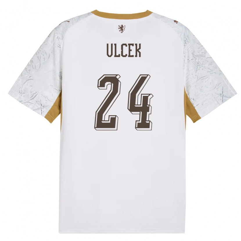 Danxen Män Tjeckien Tomas Vlcek #24 Off-White Guld Grå Bortatröja Matchtröjor 26-28 Tröjor T-Tröja