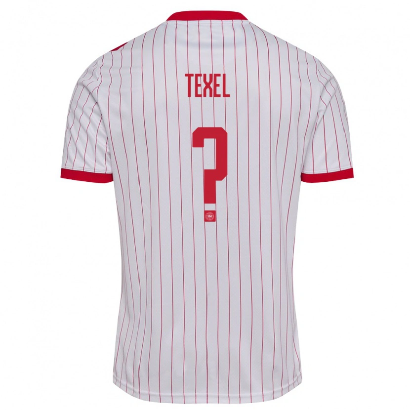 Danxen Män Danmark Pontus Texel #0 Vit Röd Bortatröja Matchtröjor 26-28 Tröjor T-Tröja