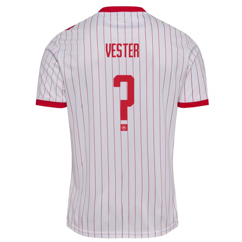 Danxen Män Danmark Jakob Vester #0 Vit Röd Bortatröja Matchtröjor 26-28 Tröjor T-Tröja