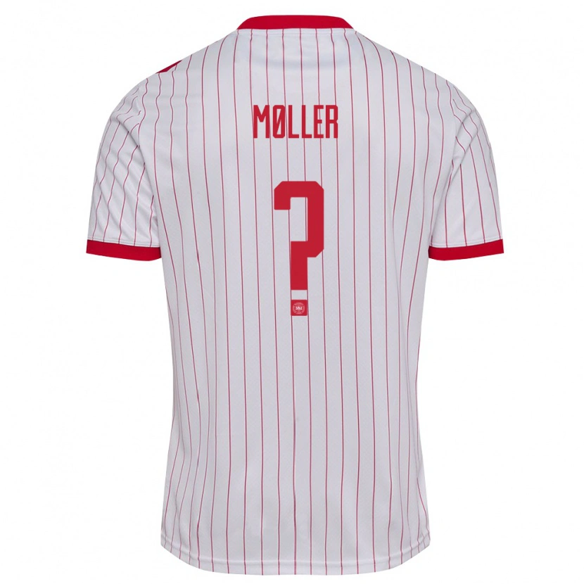 Danxen Män Danmark Valdemar Møller #0 Vit Röd Bortatröja Matchtröjor 26-28 Tröjor T-Tröja