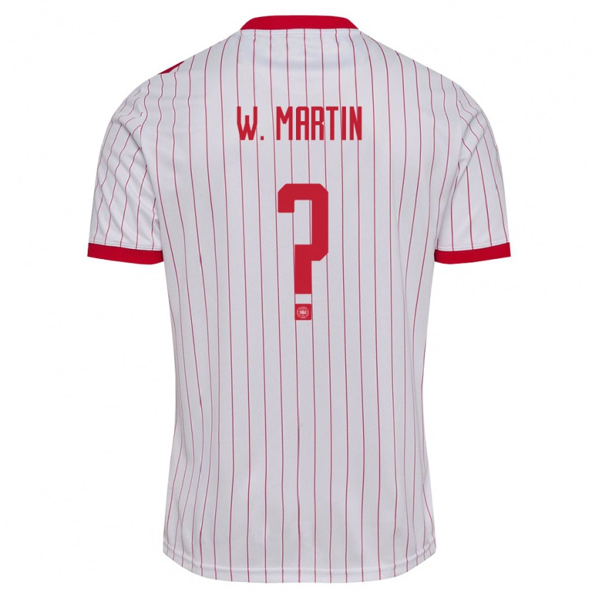 Danxen Män Danmark William Martin #0 Vit Röd Bortatröja Matchtröjor 26-28 Tröjor T-Tröja