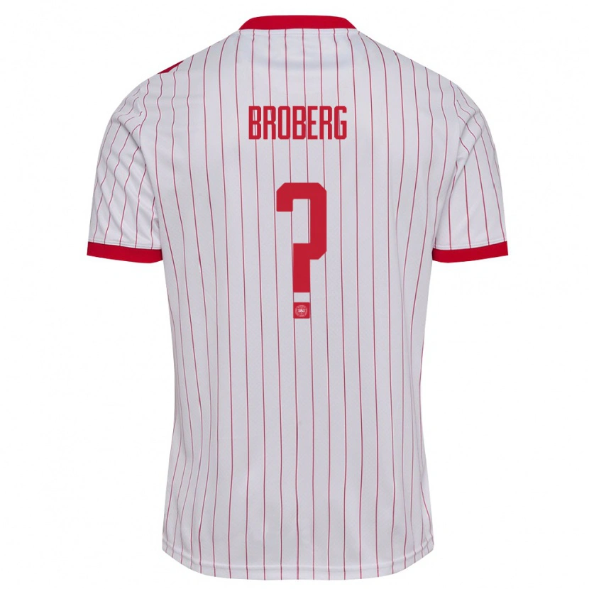 Danxen Män Danmark Elias Broberg #0 Vit Röd Bortatröja Matchtröjor 26-28 Tröjor T-Tröja