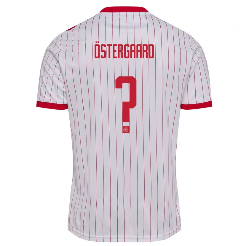Danxen Män Danmark Christian Östergaard #0 Vit Röd Bortatröja Matchtröjor 26-28 Tröjor T-Tröja