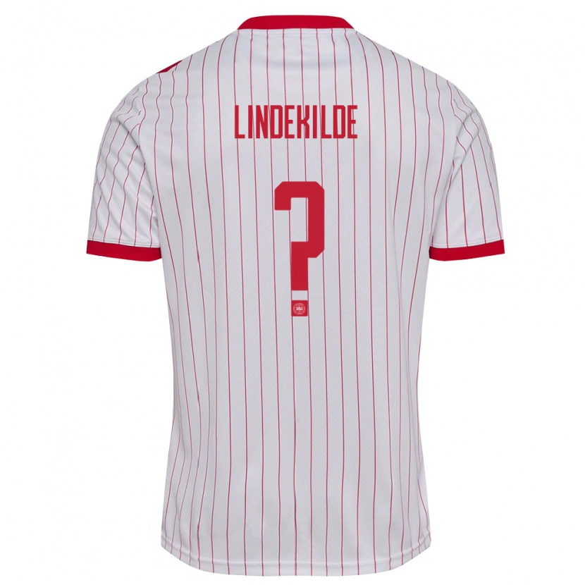 Danxen Män Danmark Jonatan Lindekilde #0 Vit Röd Bortatröja Matchtröjor 26-28 Tröjor T-Tröja