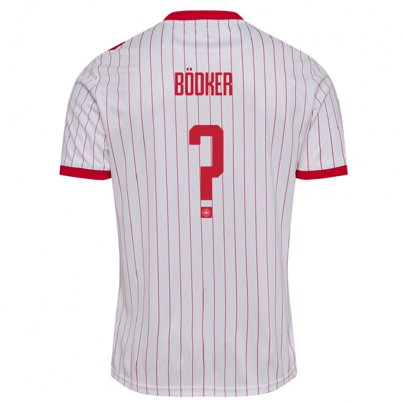 Danxen Män Danmark Oliver Bödker #0 Vit Röd Bortatröja Matchtröjor 26-28 Tröjor T-Tröja