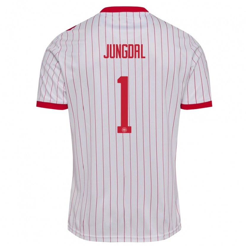 Danxen Män Danmark Andreas Jungdal #1 Vit Röd Bortatröja Matchtröjor 26-28 Tröjor T-Tröja