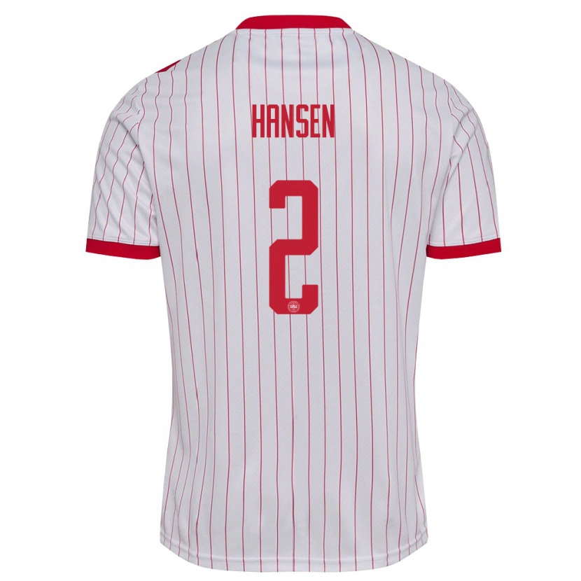 Danxen Män Danmark Sabil Hansen #2 Vit Röd Bortatröja Matchtröjor 26-28 Tröjor T-Tröja