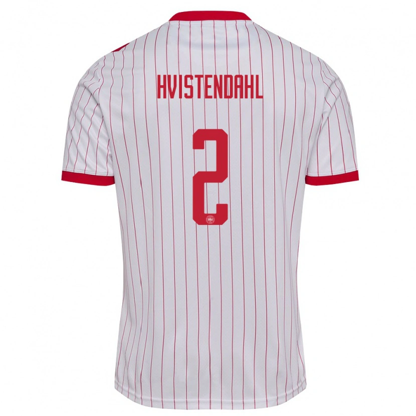Danxen Män Danmark Johan Hvistendahl #2 Vit Röd Bortatröja Matchtröjor 26-28 Tröjor T-Tröja