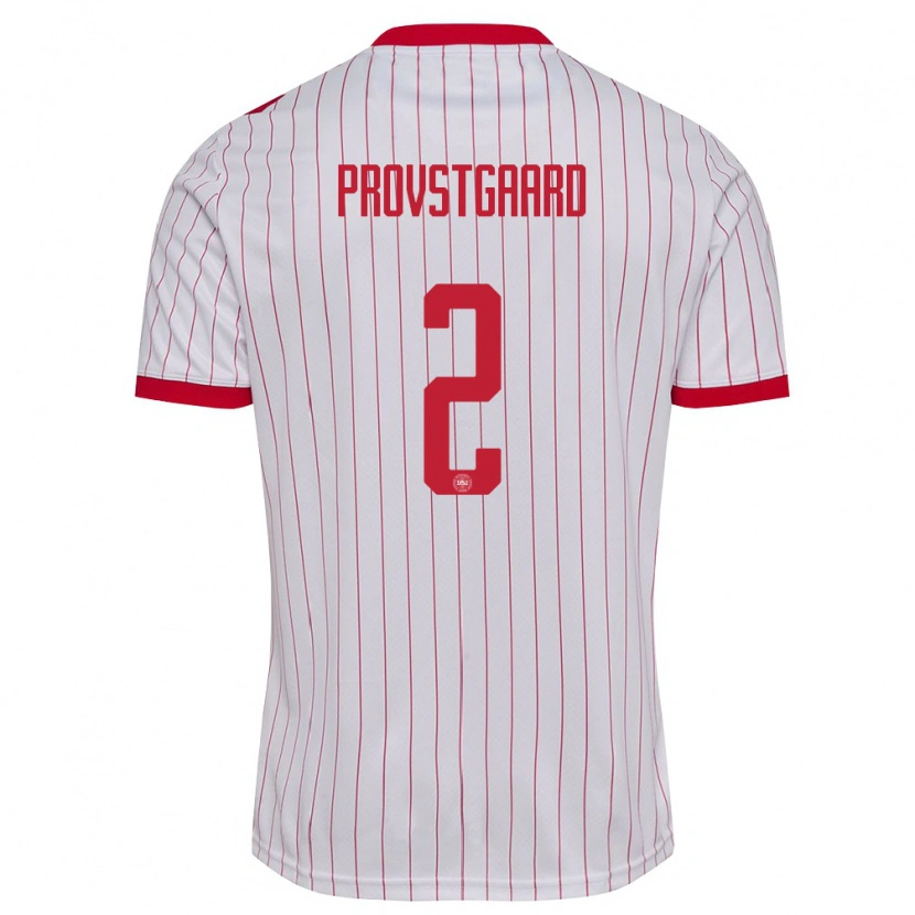 Danxen Män Danmark Oliver Provstgaard #2 Vit Röd Bortatröja Matchtröjor 26-28 Tröjor T-Tröja