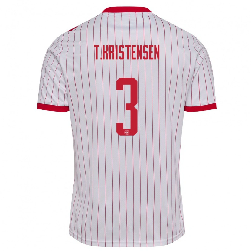 Danxen Män Danmark Thomas Kristensen #3 Vit Röd Bortatröja Matchtröjor 26-28 Tröjor T-Tröja