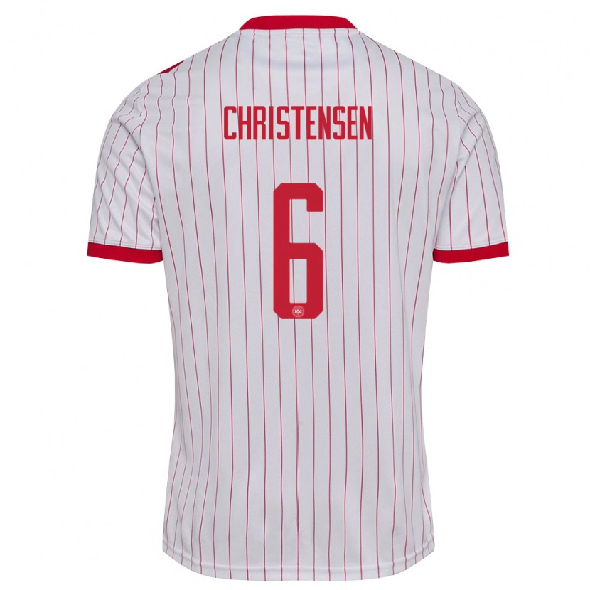 Danxen Män Danmark Andreas Christensen #6 Vit Röd Bortatröja Matchtröjor 26-28 Tröjor T-Tröja