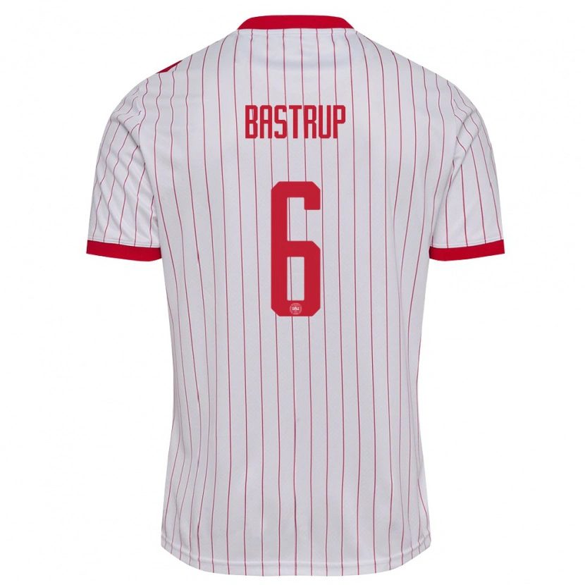 Danxen Män Danmark Viktor Bastrup #6 Vit Röd Bortatröja Matchtröjor 26-28 Tröjor T-Tröja