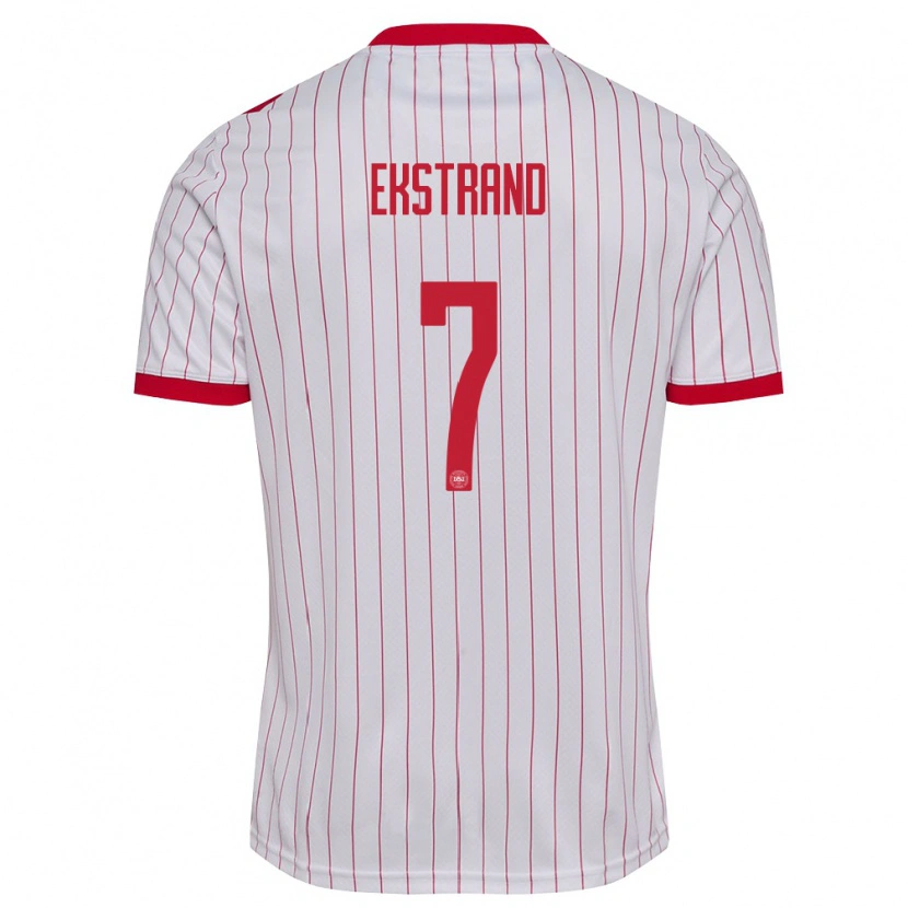 Danxen Män Danmark Tobias Ekstrand #7 Vit Röd Bortatröja Matchtröjor 26-28 Tröjor T-Tröja