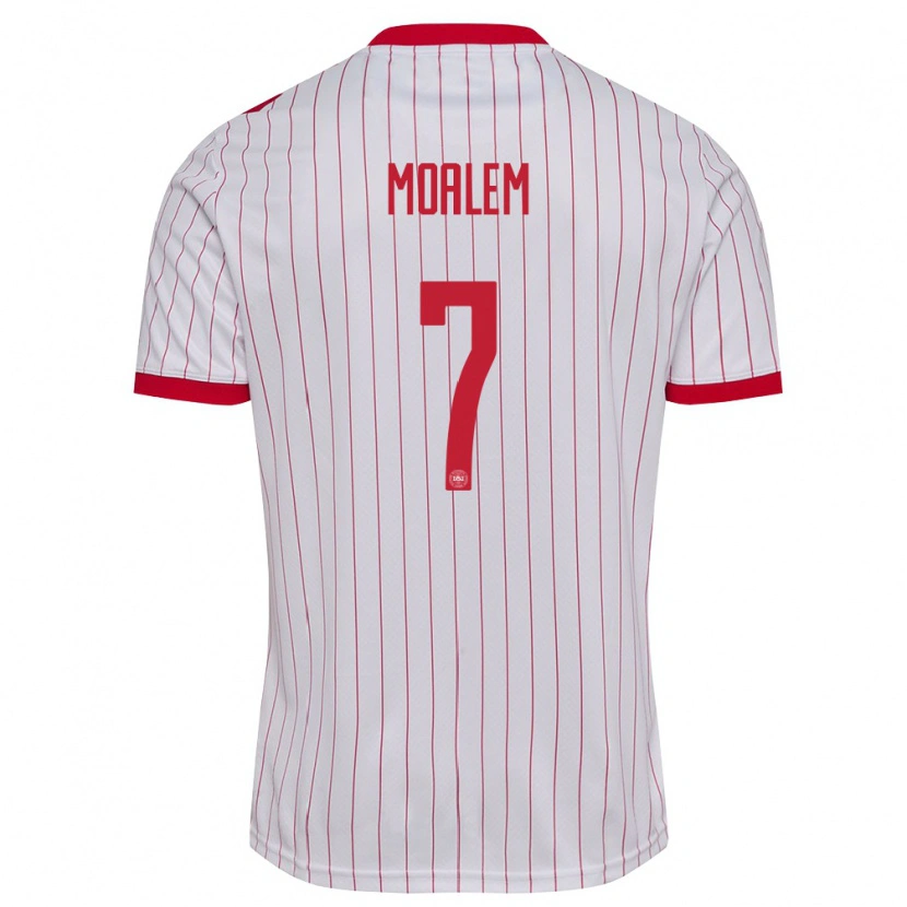 Danxen Män Danmark Jonathan Moalem #7 Vit Röd Bortatröja Matchtröjor 26-28 Tröjor T-Tröja