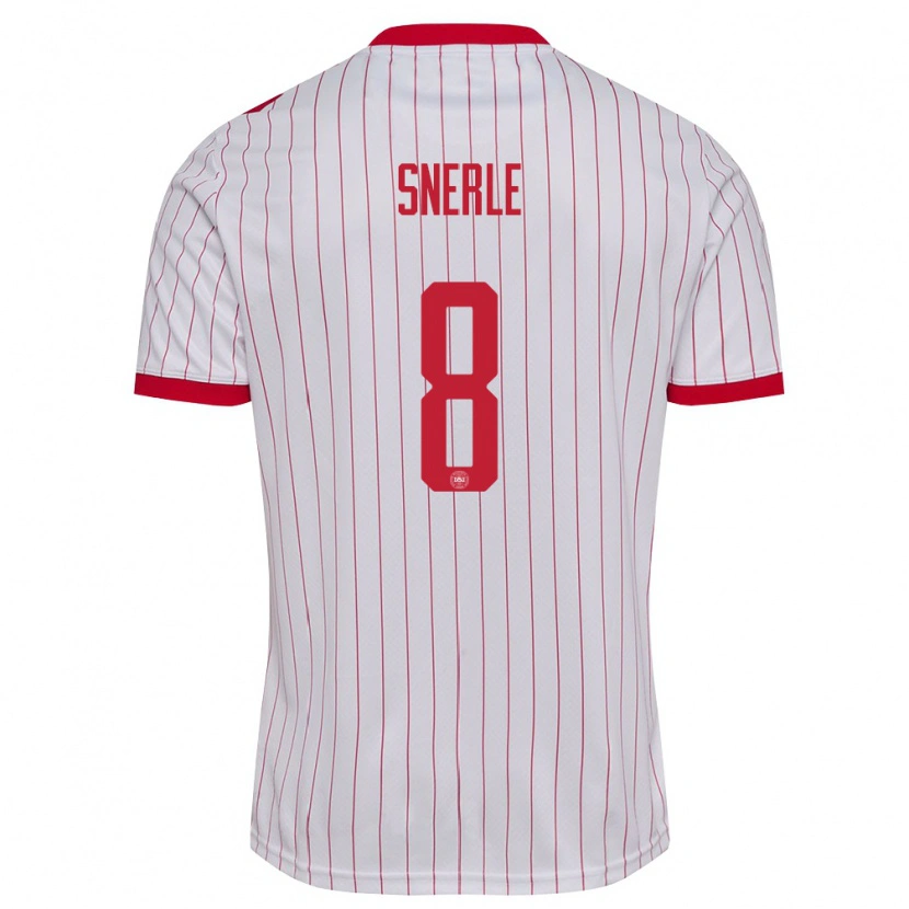 Danxen Män Danmark Emma Snerle #8 Vit Röd Bortatröja Matchtröjor 26-28 Tröjor T-Tröja