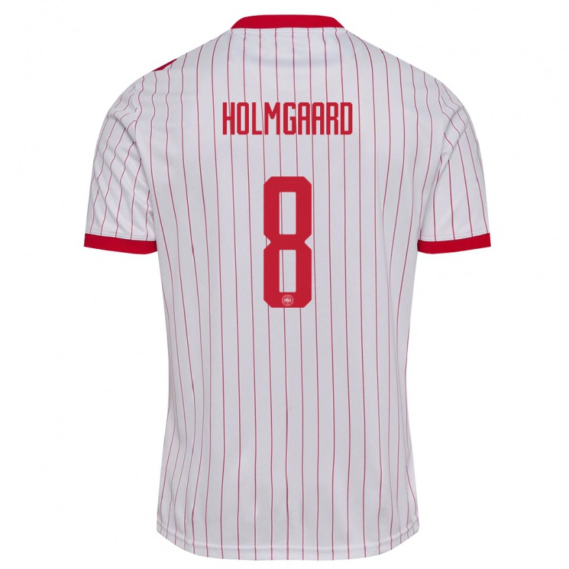 Danxen Män Danmark Sara Holmgaard #8 Vit Röd Bortatröja Matchtröjor 26-28 Tröjor T-Tröja