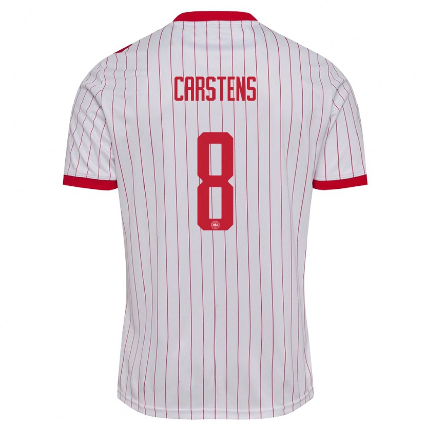 Danxen Män Danmark Signe Carstens #8 Vit Röd Bortatröja Matchtröjor 26-28 Tröjor T-Tröja
