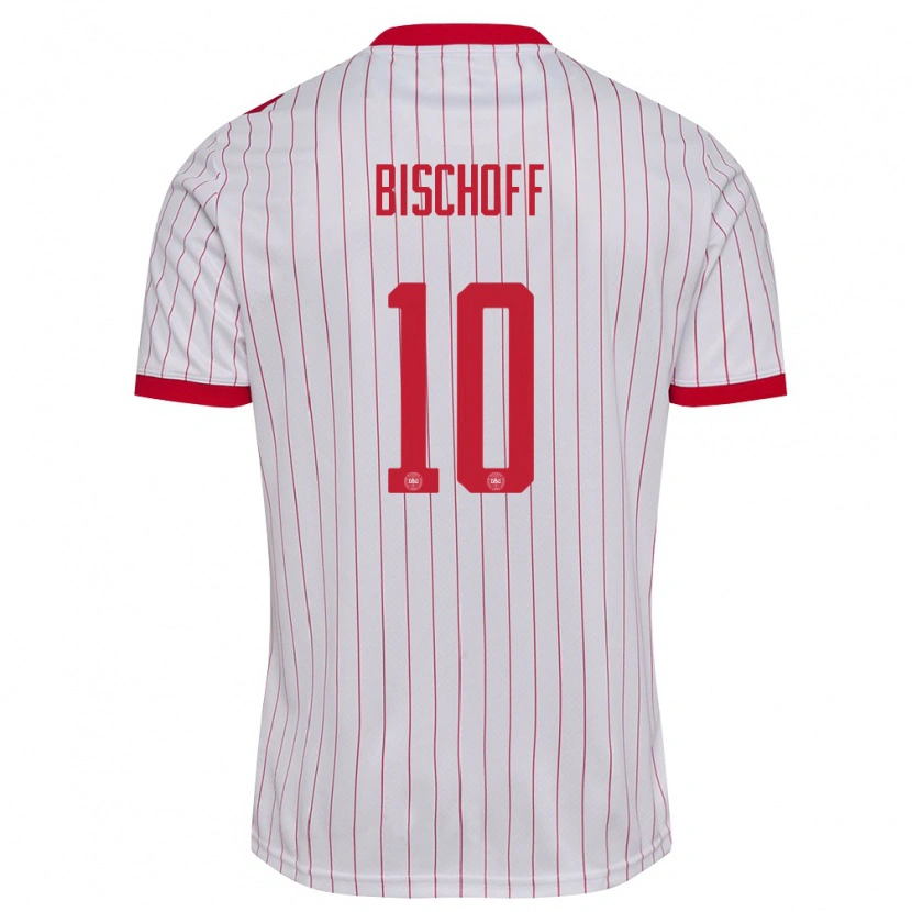 Danxen Män Danmark Clement Bischoff #10 Vit Röd Bortatröja Matchtröjor 26-28 Tröjor T-Tröja