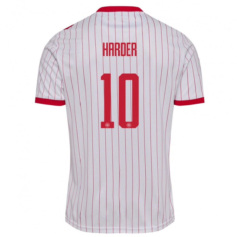 Danxen Män Danmark Pernille Harder #10 Vit Röd Bortatröja Matchtröjor 26-28 Tröjor T-Tröja