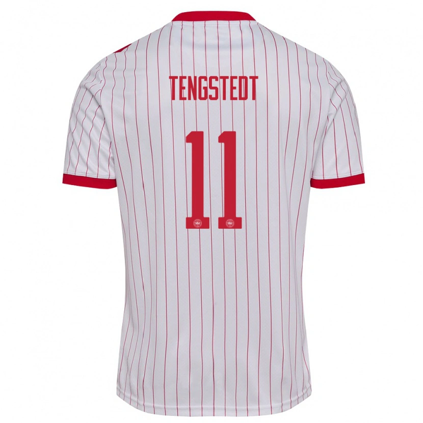 Danxen Män Danmark Casper Tengstedt #11 Vit Röd Bortatröja Matchtröjor 26-28 Tröjor T-Tröja