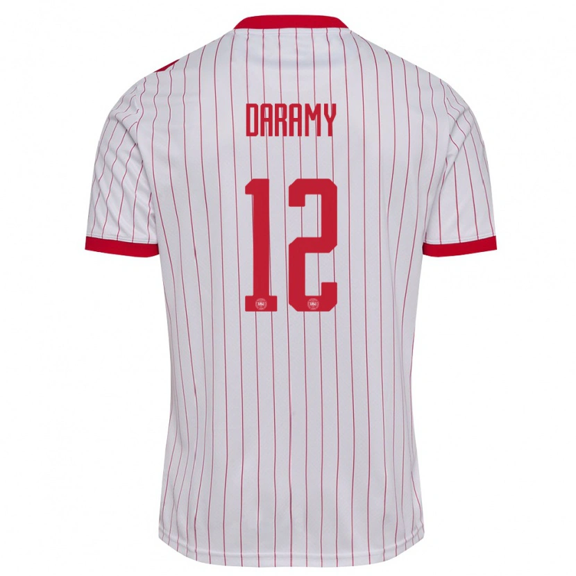 Danxen Män Danmark Abdul Daramy #12 Vit Röd Bortatröja Matchtröjor 26-28 Tröjor T-Tröja