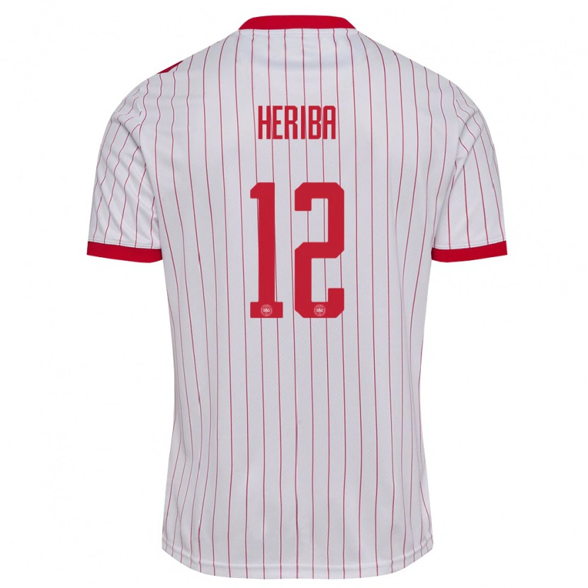 Danxen Män Danmark Louie Heriba #12 Vit Röd Bortatröja Matchtröjor 26-28 Tröjor T-Tröja