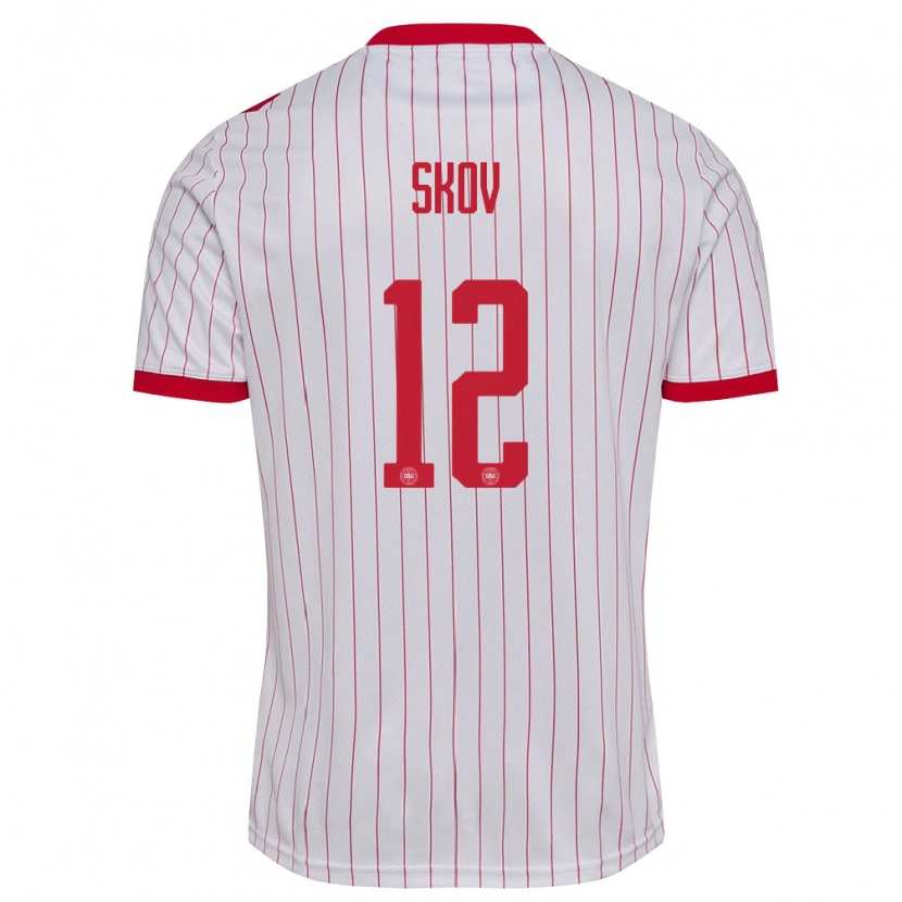 Danxen Män Danmark Robert Skov #12 Vit Röd Bortatröja Matchtröjor 26-28 Tröjor T-Tröja
