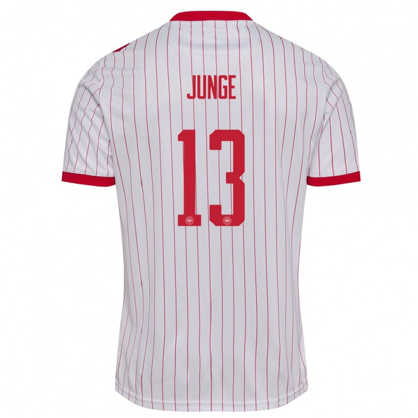 Danxen Män Danmark Sofie Junge #13 Vit Röd Bortatröja Matchtröjor 26-28 Tröjor T-Tröja