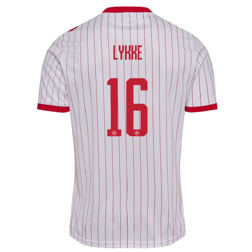 Danxen Män Danmark William Lykke #16 Vit Röd Bortatröja Matchtröjor 26-28 Tröjor T-Tröja